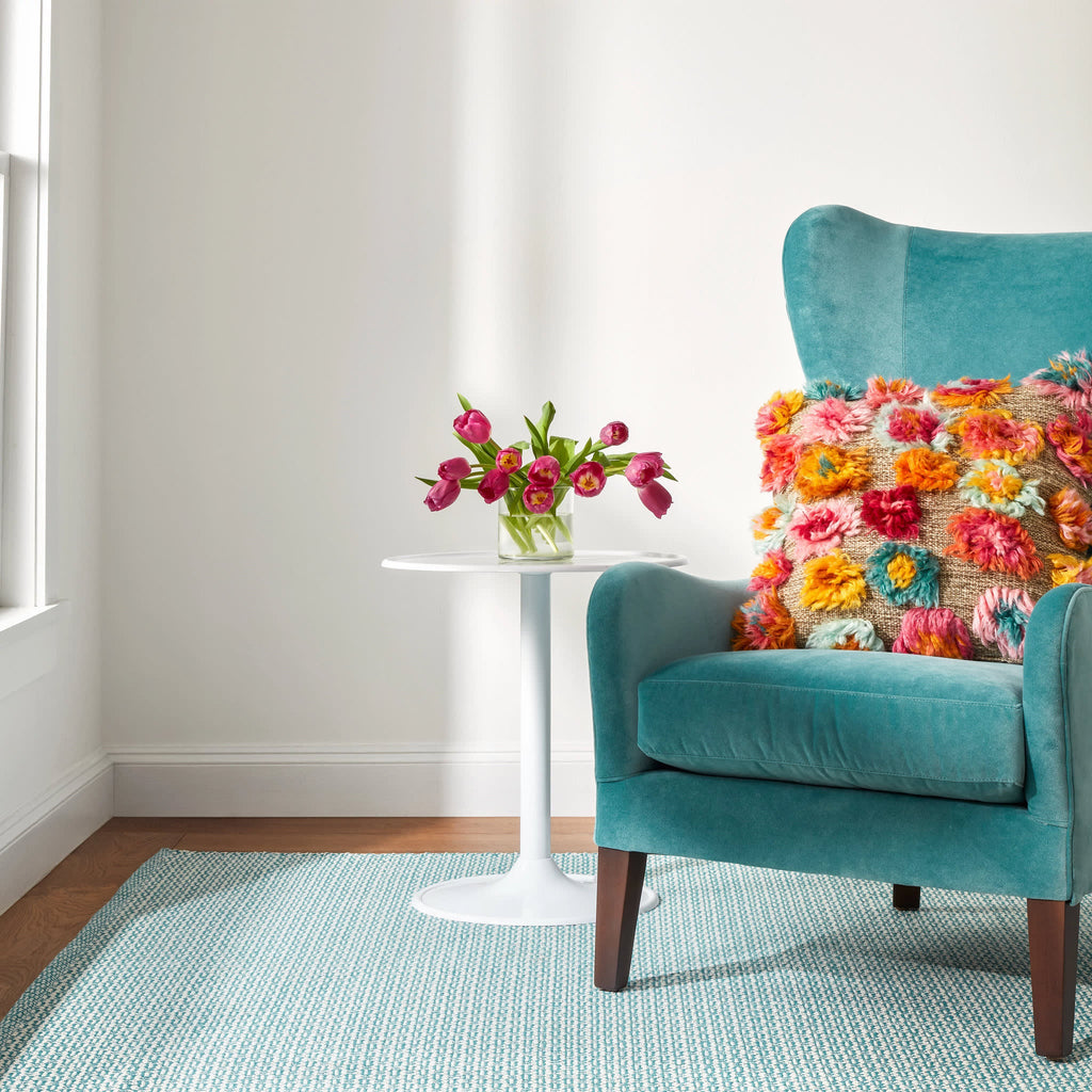 Miss Muffet Handwoven Cotton Rug | Teal