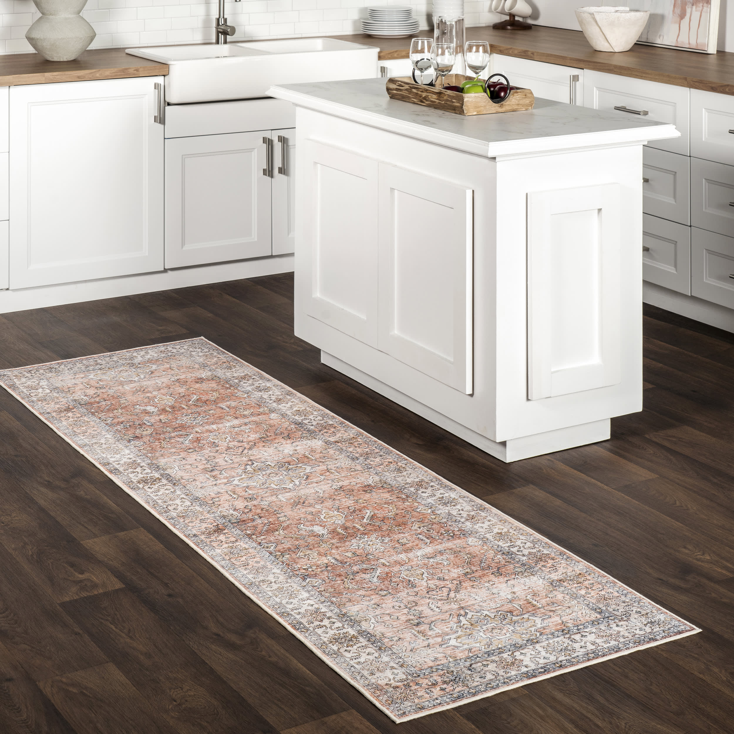 Yvette Spill Proof Washable Rug | Rust Secondary image