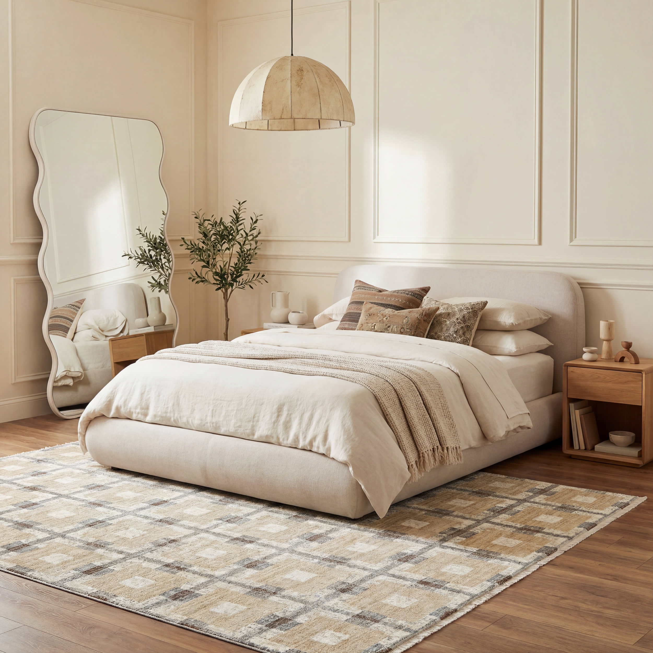 Sorelle Modern Plaid Rug | Beige