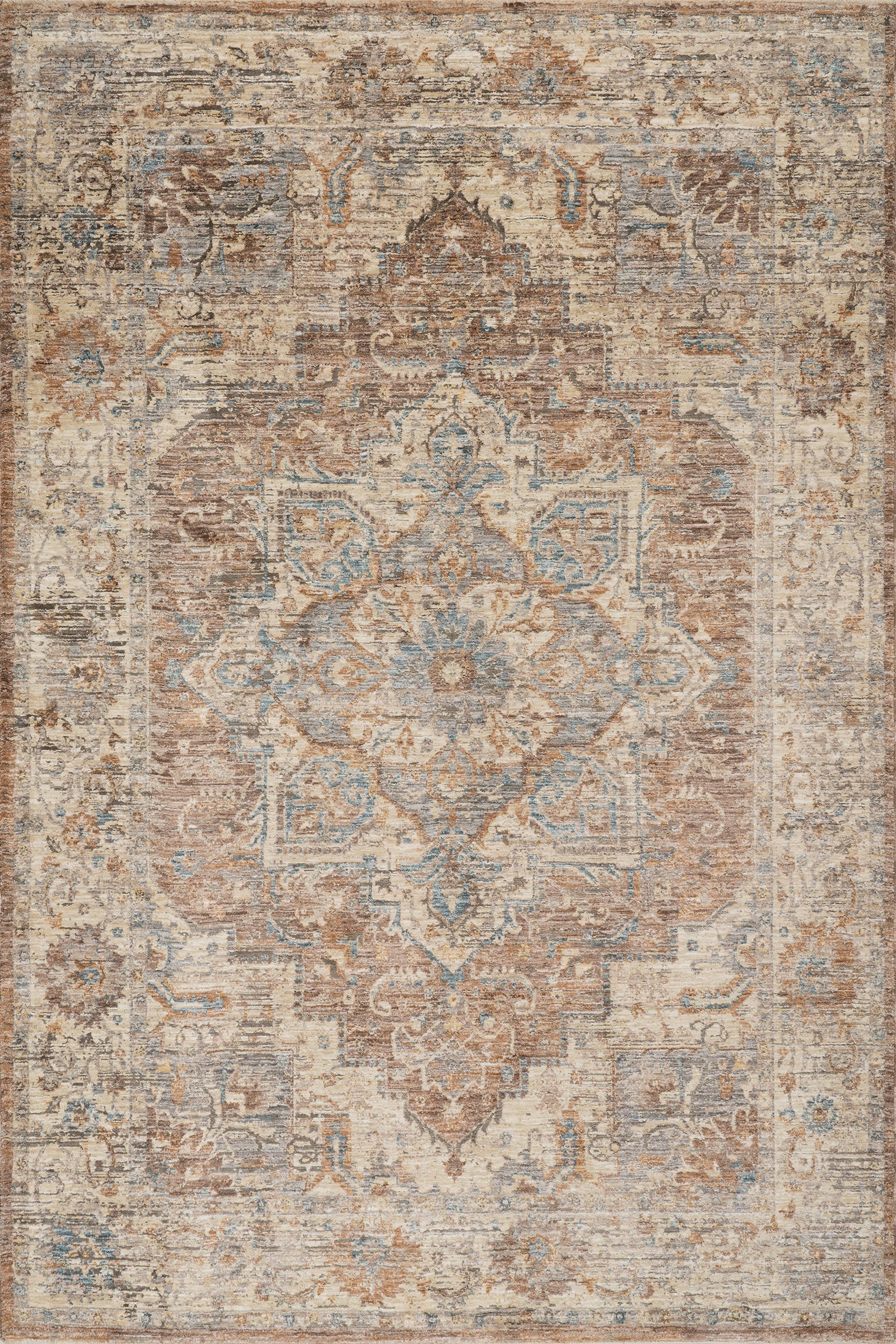 Meilin Traditional Vintage Floral Rug | Brown Image principale du produit