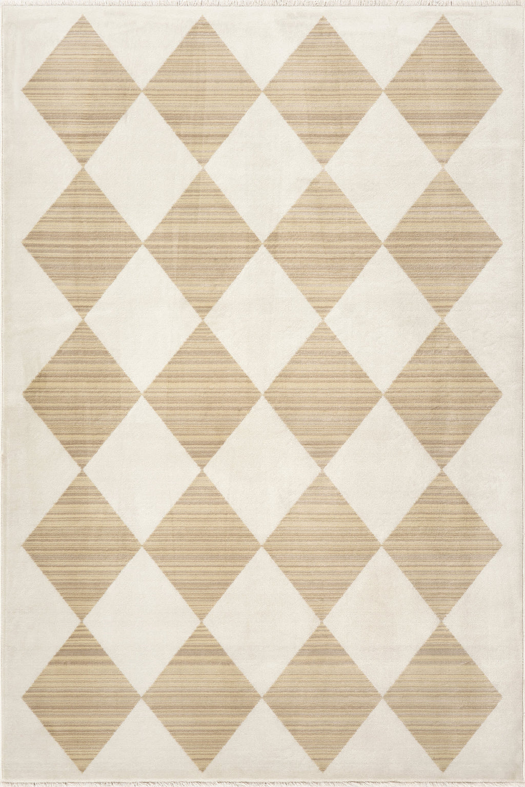 Vanni Checkered Fringed Rug | Ivory