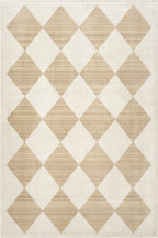 Vanni Checkered Fringed Rug | Ivory