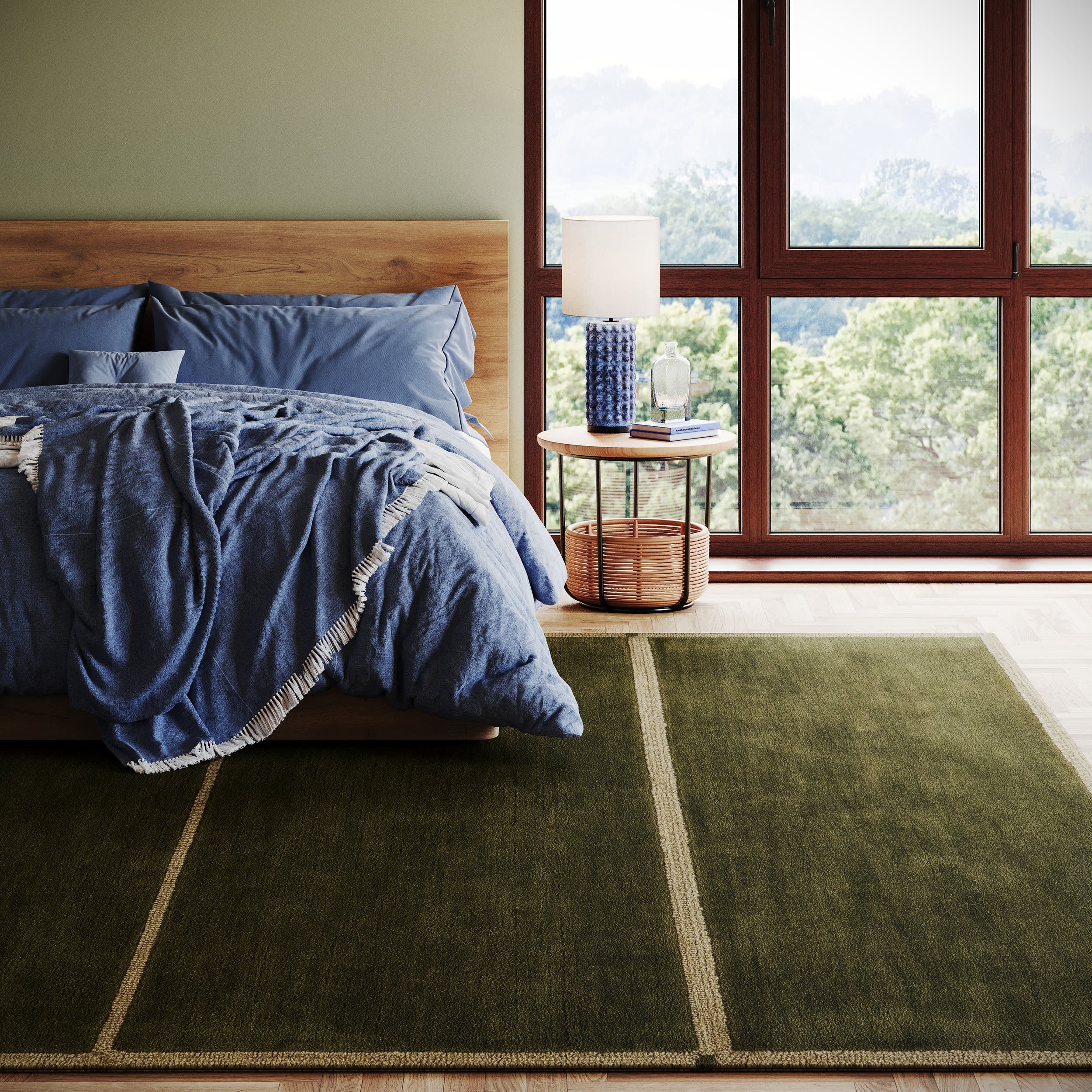 Mira Mid-Century Geometric Rug | Green Image principale du produit