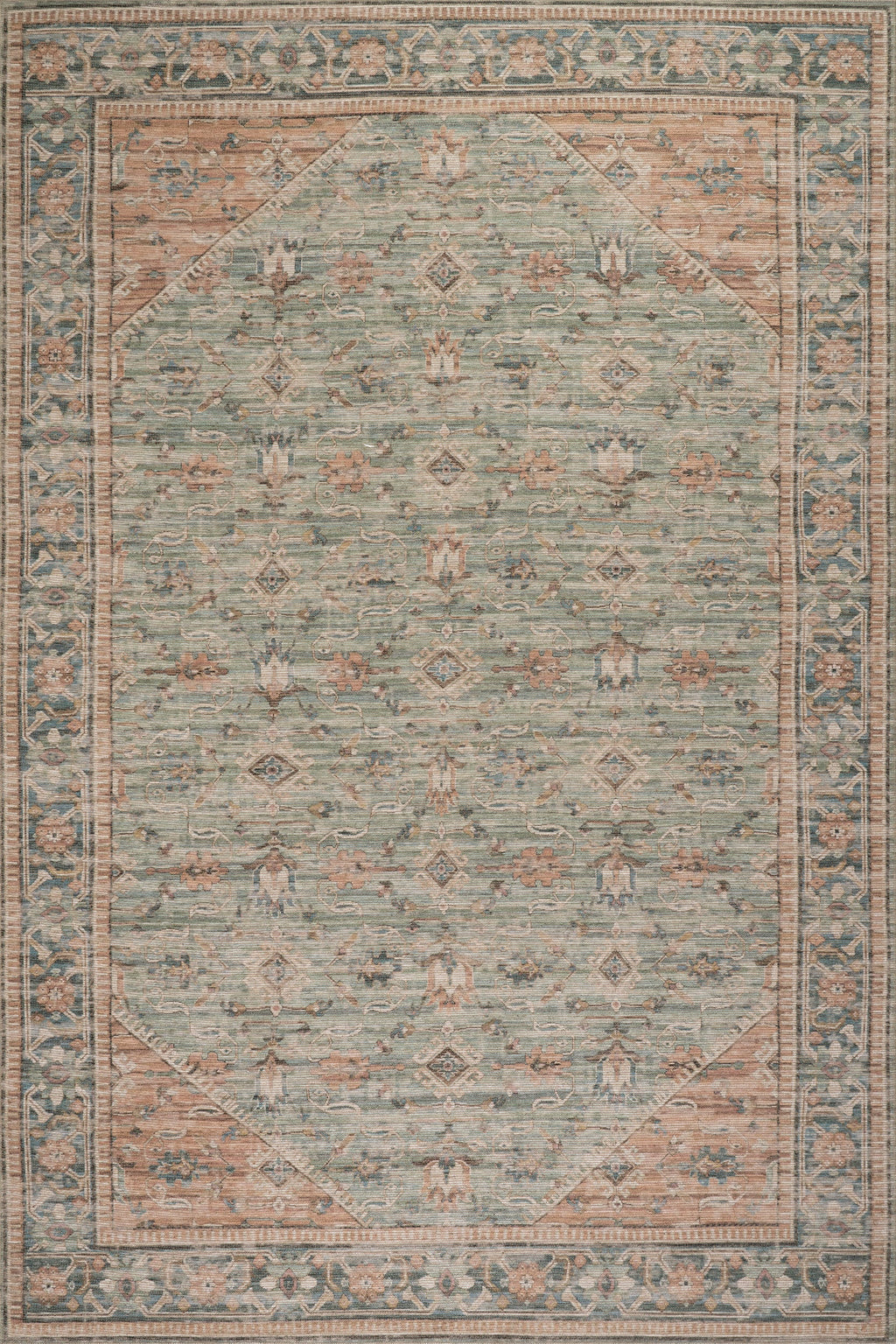 Ankhe Traditional Bordered Rug | Blue