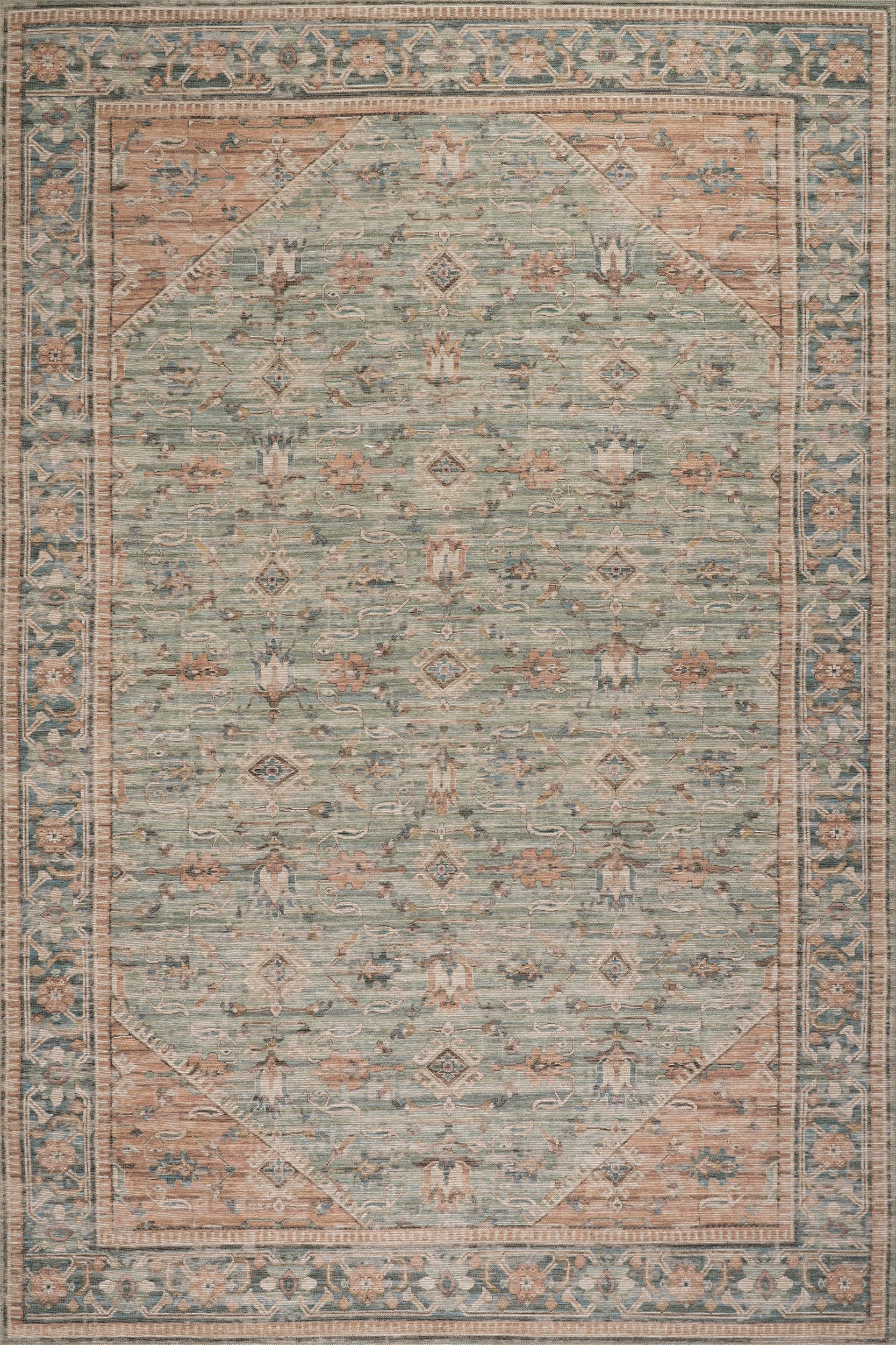 Ankhe Traditional Bordered Rug | Blue