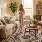 Violeta Timeless Medallion Spill Proof Washable Rug | Beige