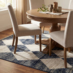 Vanni Checkered Fringed Rug | Navy
