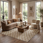 Rasali Checkered Box Rug | Beige