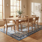 Mauri Bordered Floral and Paisley Washable Rug | Blue