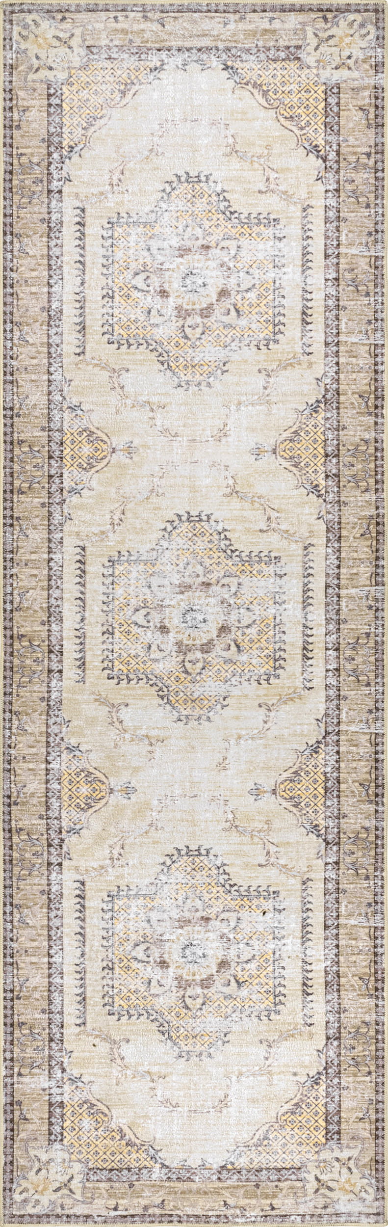 Burr Medallion Washable Rug | Cream Main image