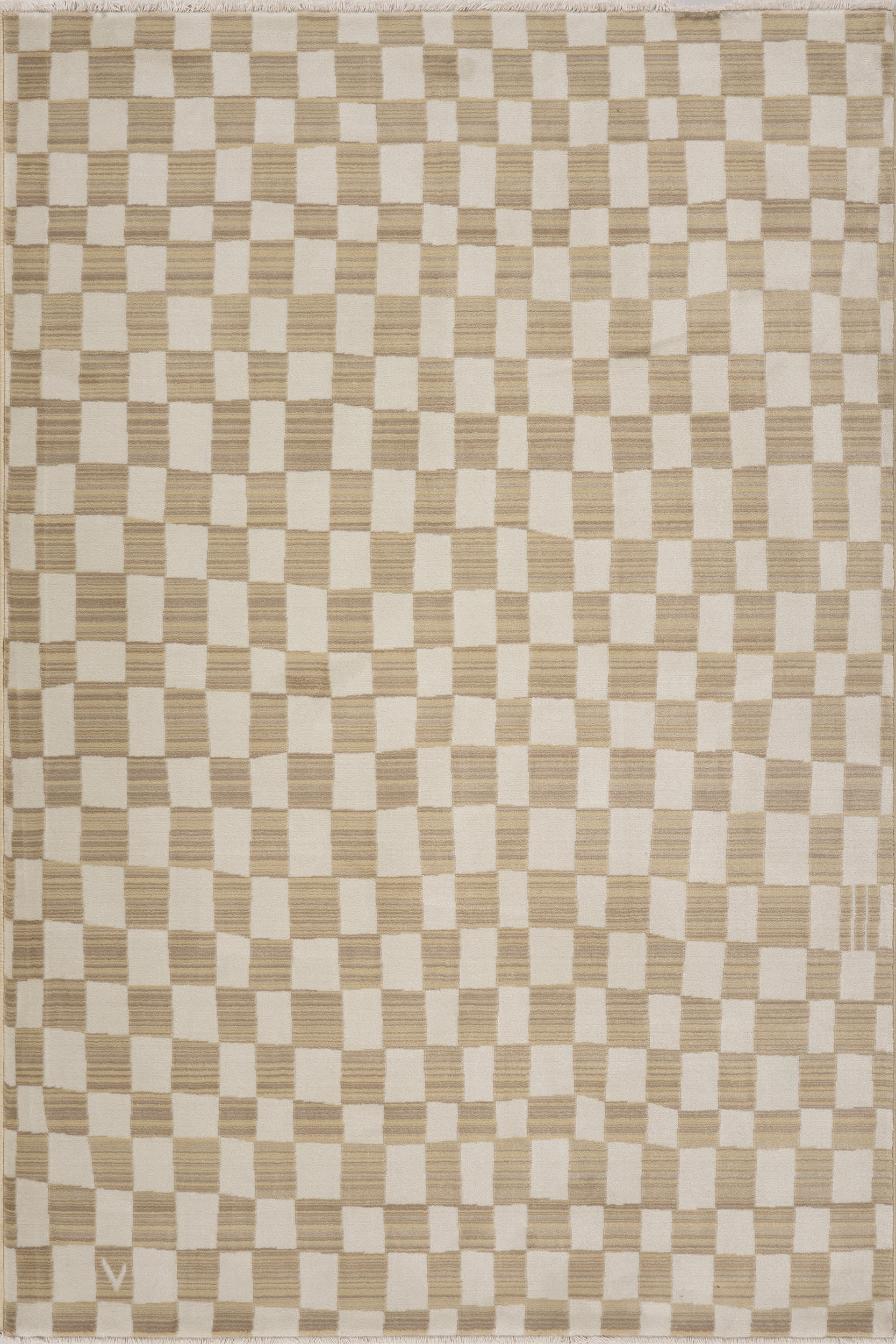 Rasali Checkered Box Rug | Beige Image secondaire du produit