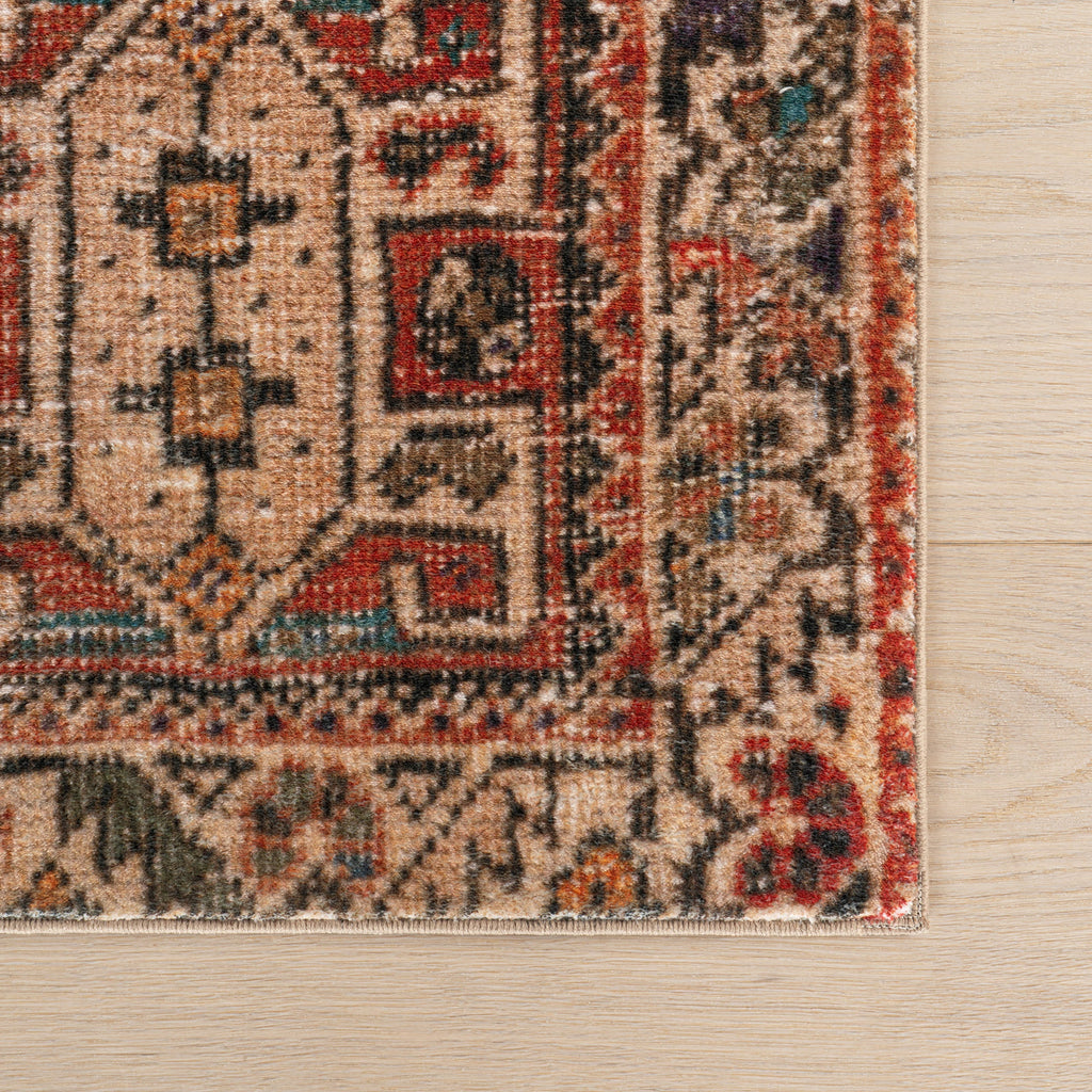 Madel Medallion Washable Rug | Red