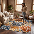 Floral Fireworks Indoor/Outdoor Rug | Blue