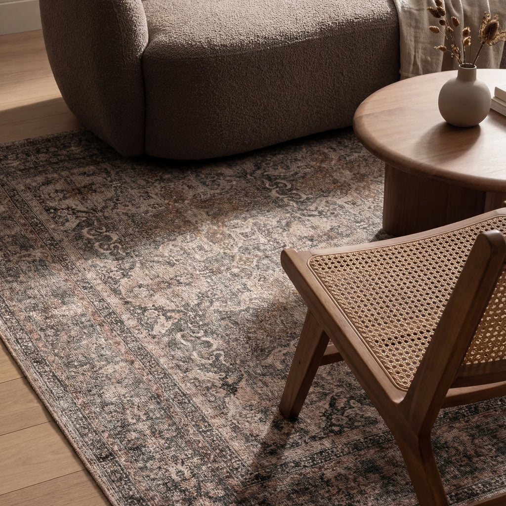 Avalon Antiqued Jute-Blend Rug | Dark Beige