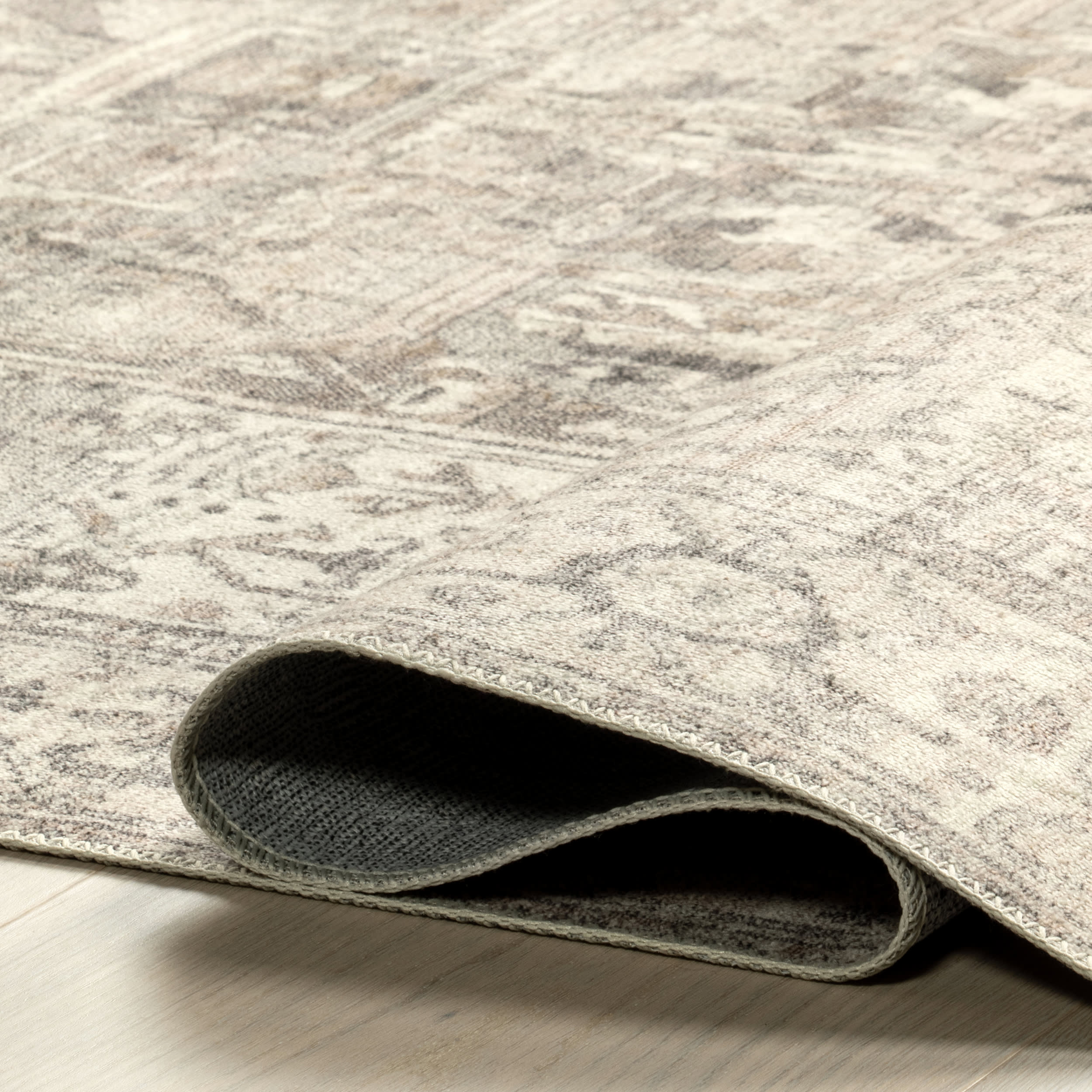 Atrium Medallion Washable Rug | Grey