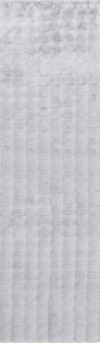 Ivana Checkered Plush Cloud Washable Rug | Silver