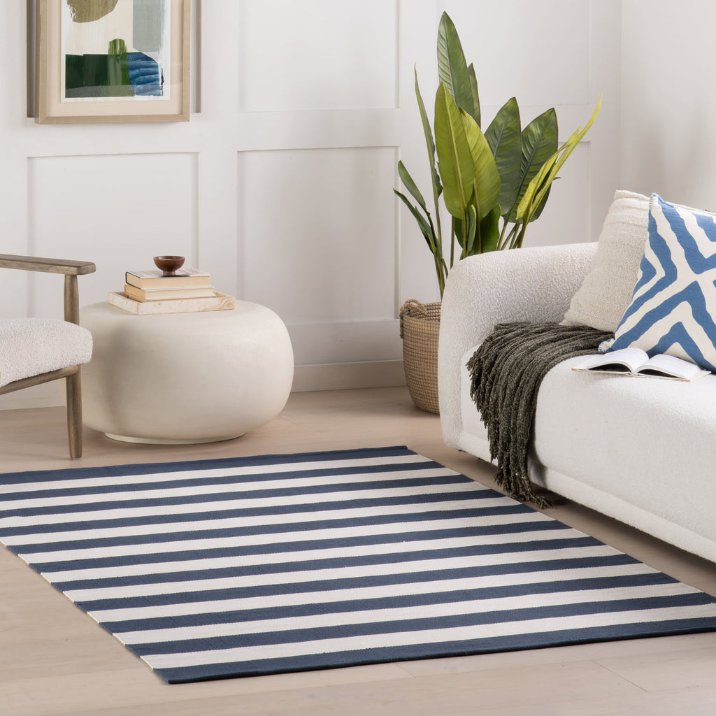 Banks Stripe Handwoven Indoor/Outdoor Rug | Navy