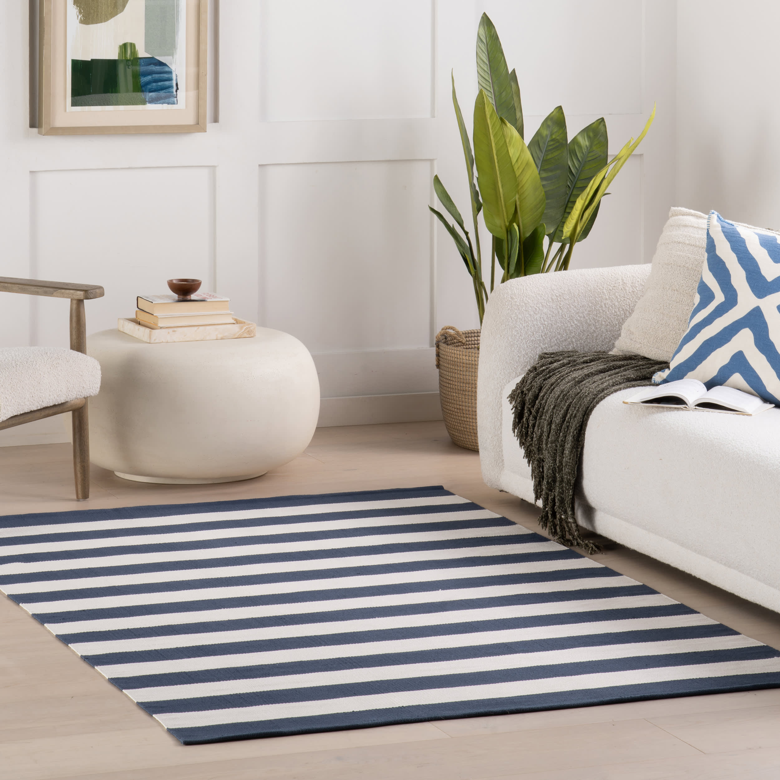 Banks Stripe Handwoven Indoor/Outdoor Rug | Navy