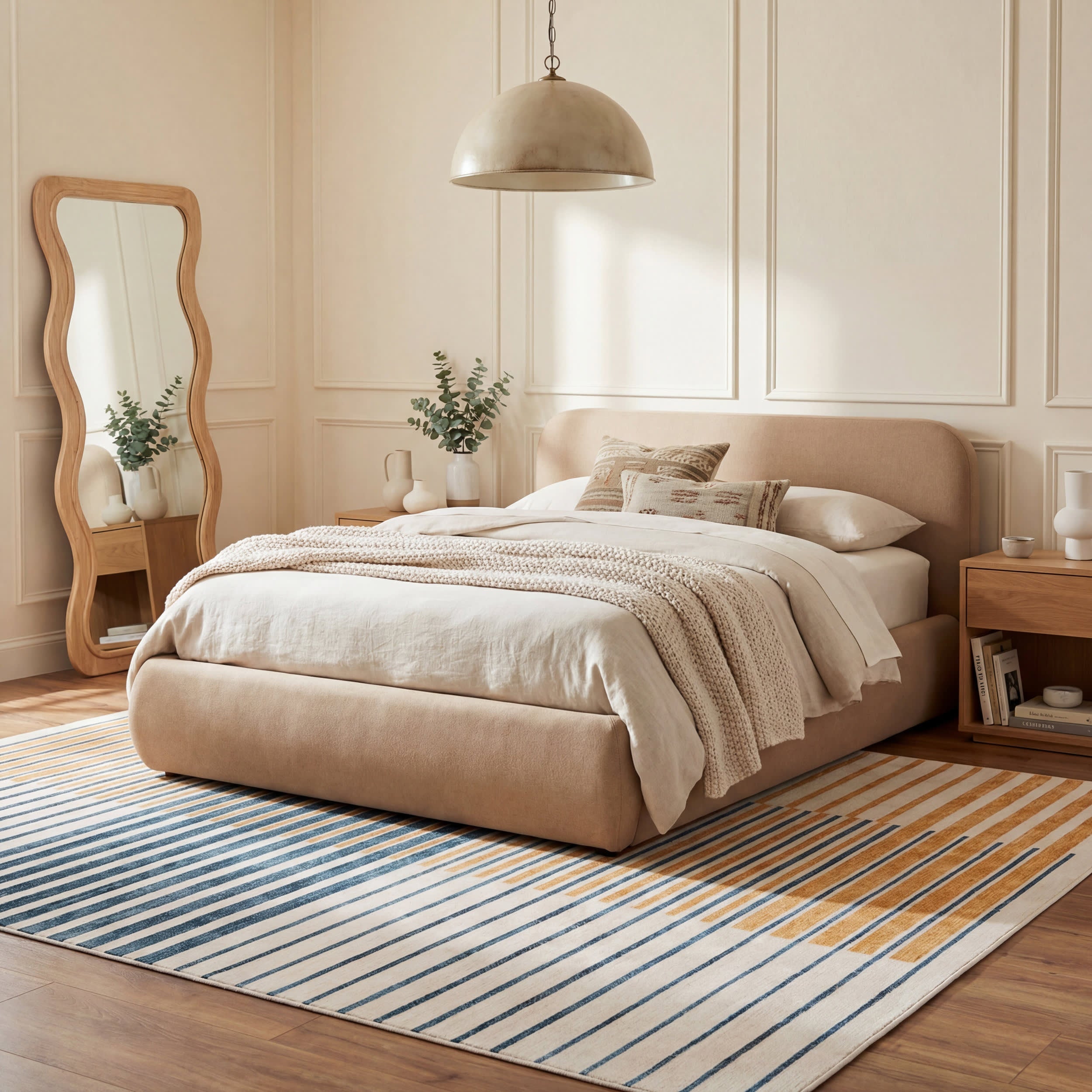 Mauzi Modern Striped Washable Rug | Golden