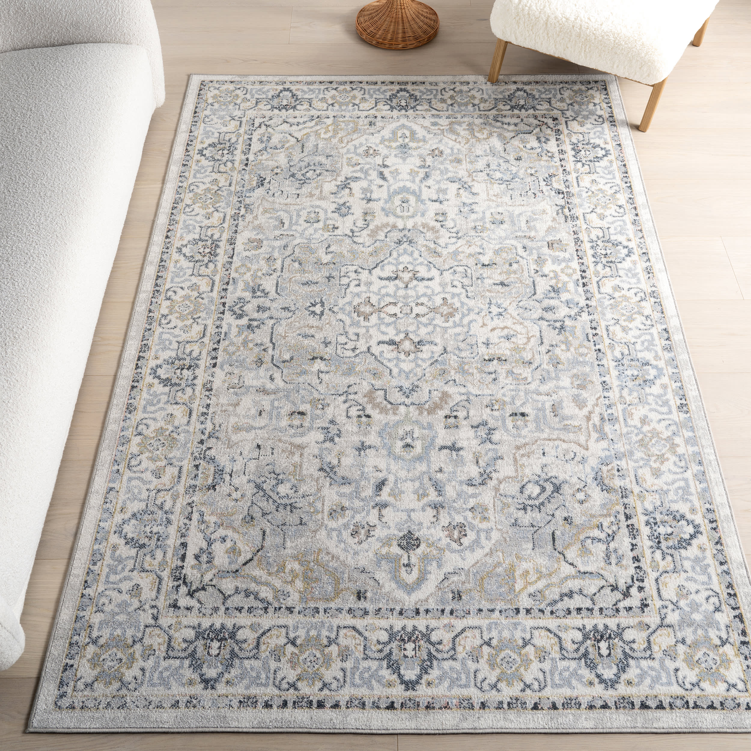 Lianna Washable Vines Rug | Blue Secondary image