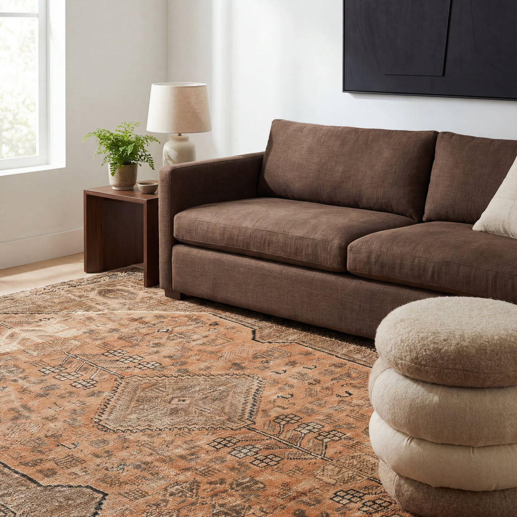 Marth Medallion Washable Rug | Brown