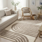 Charlee Textured Arcs Rug | Beige