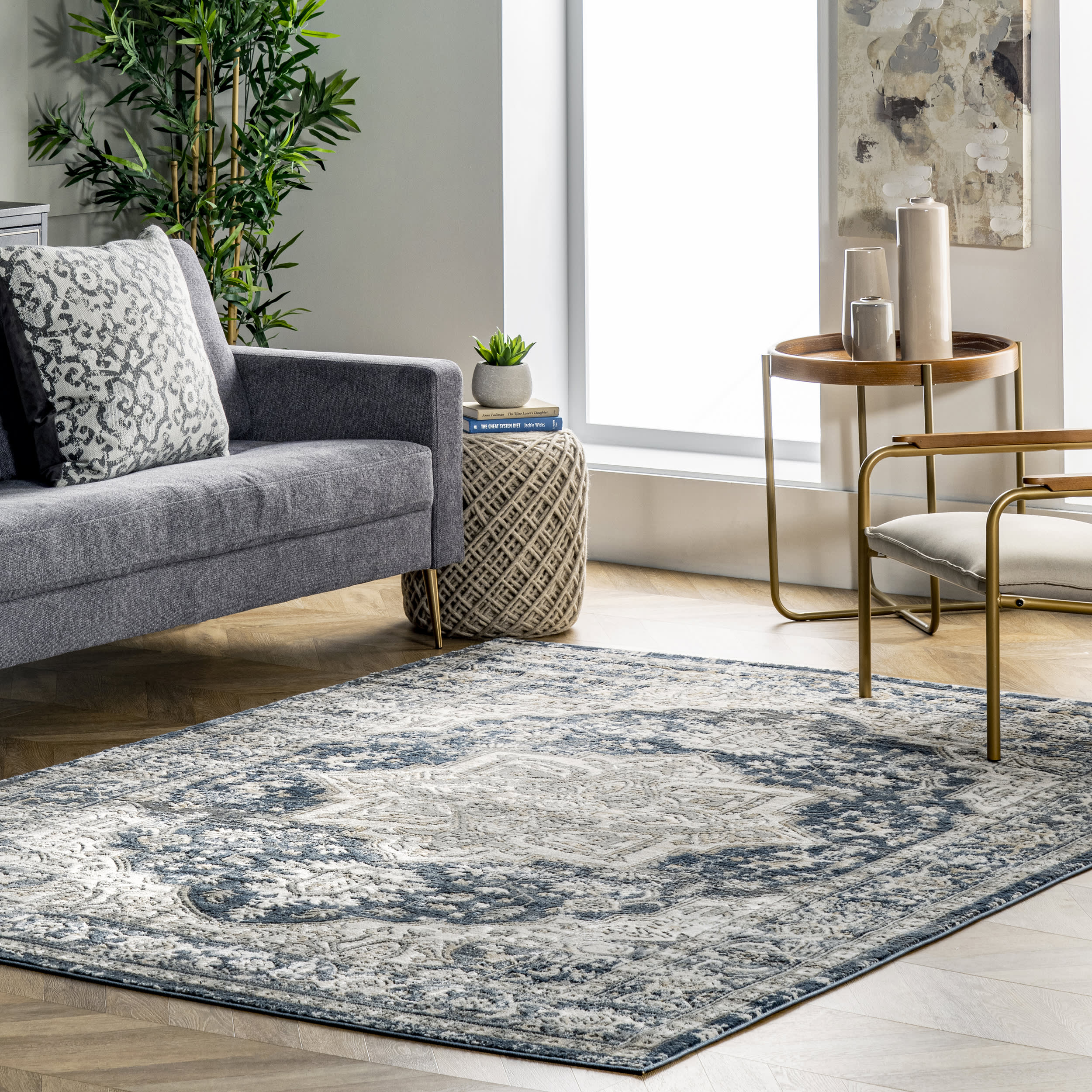 Bordered Medallion Rug | Blue Secondary image