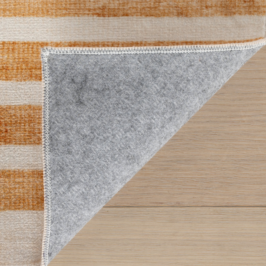 Mauzi Modern Striped Washable Rug | Golden