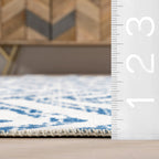 Reverse Herringbone Washable Rug | Blue