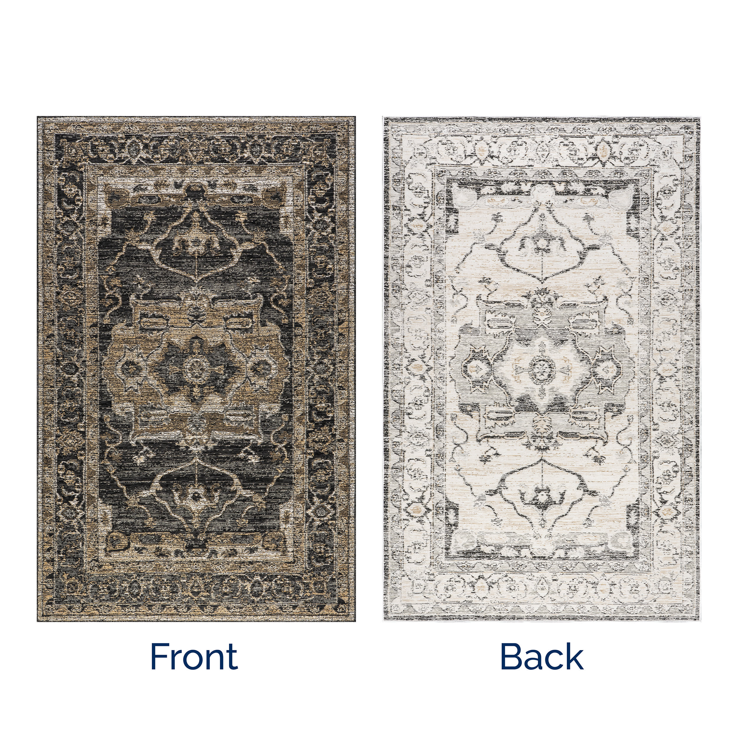 Alivia Medallion Reversible Indoor/Outdoor Rug | Cream & Charcoal