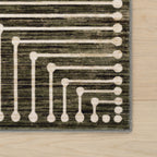 Revelyn Geometric Washable Rug | Green