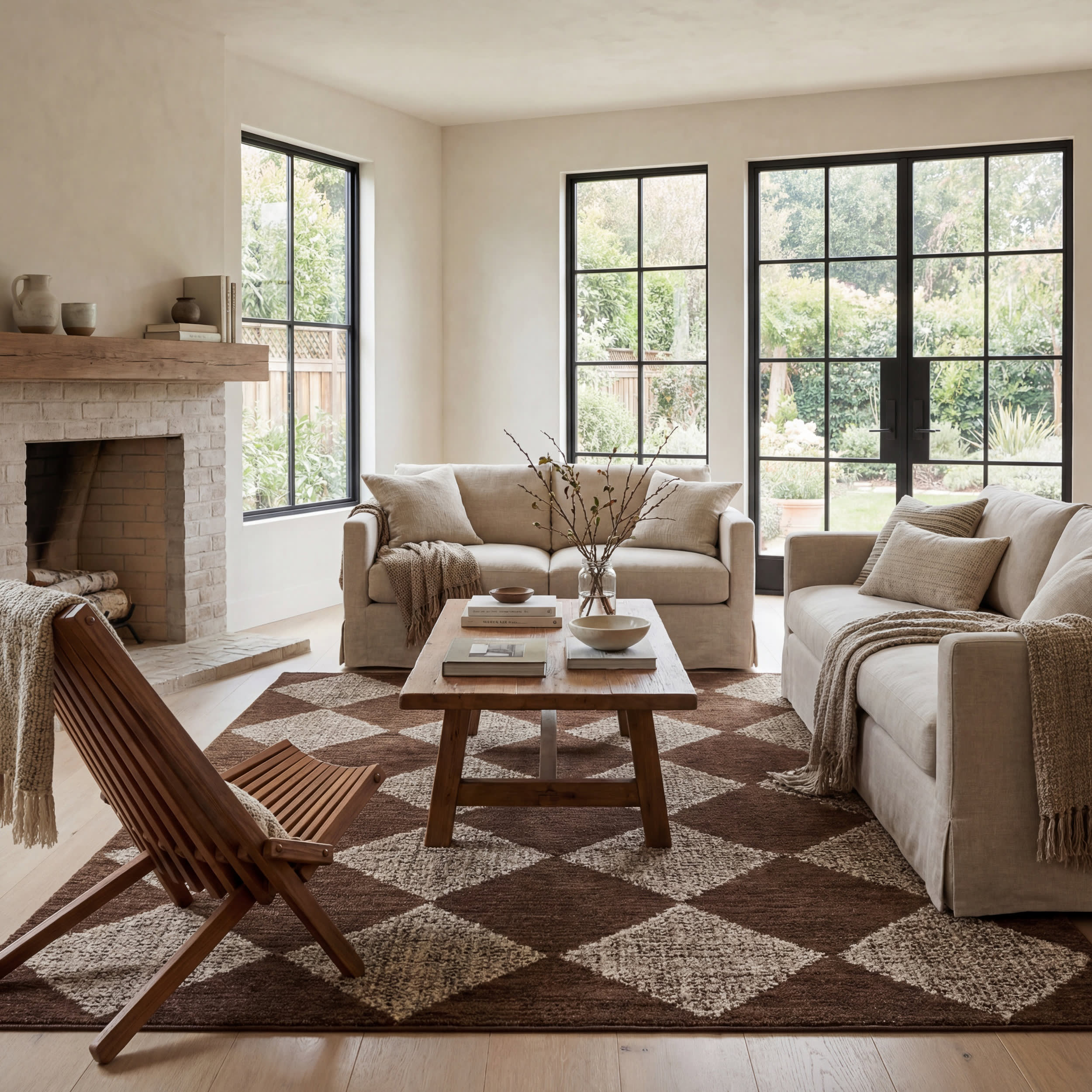 Tova Tufted Diamond Rug | Light Brown
