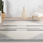 Karter Striped Trapezoid Rug | Light Grey