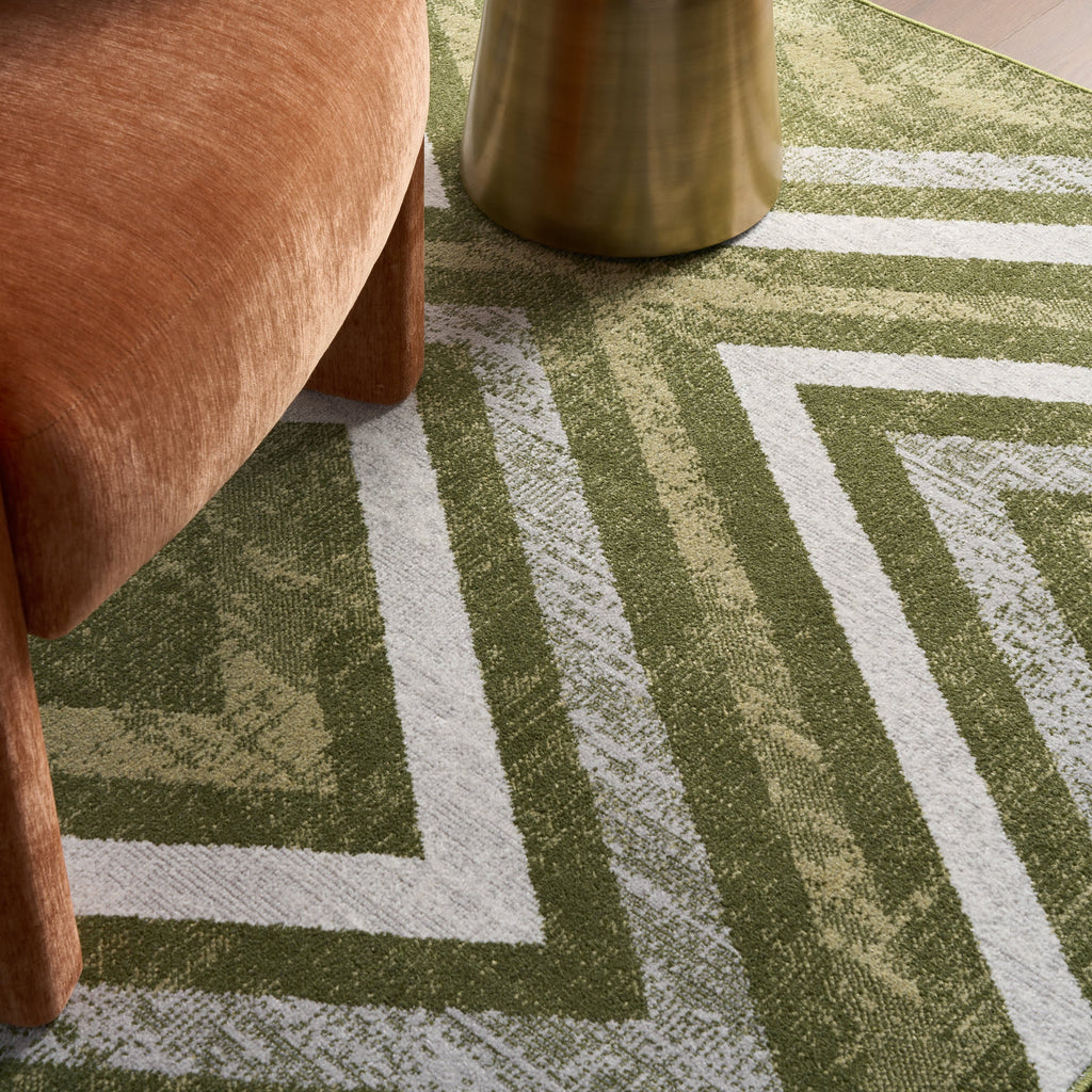 Reeba Washable Distressed Rug | Green