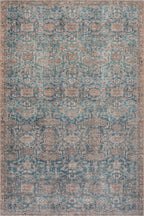 Ethellie Vintage & Distressed Washable Rug | Blue