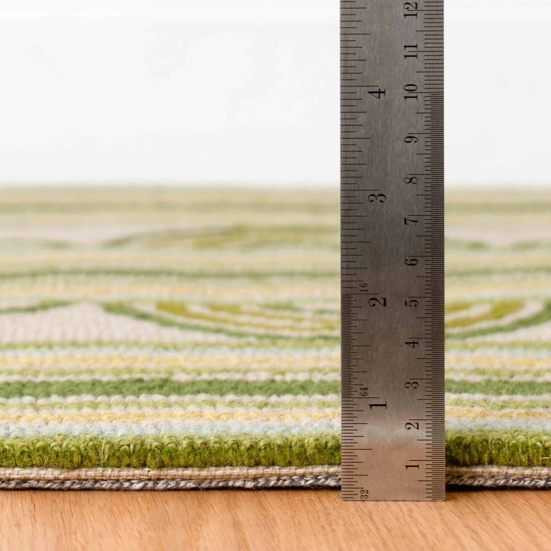 Button Hand Micro Hooked Wool Rug | Olive