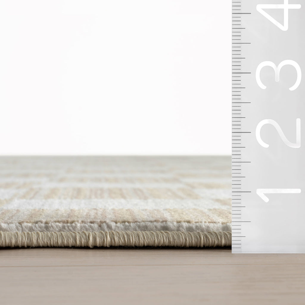 Rasali Checkered Box Rug | Beige