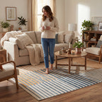 Mauzi Modern Striped Washable Rug | Golden
