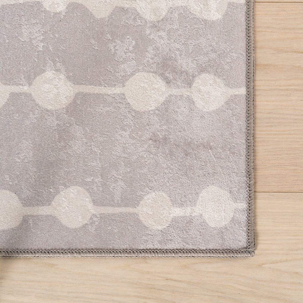 Valti Bohemian Polka Dot Washable Rug | Grey