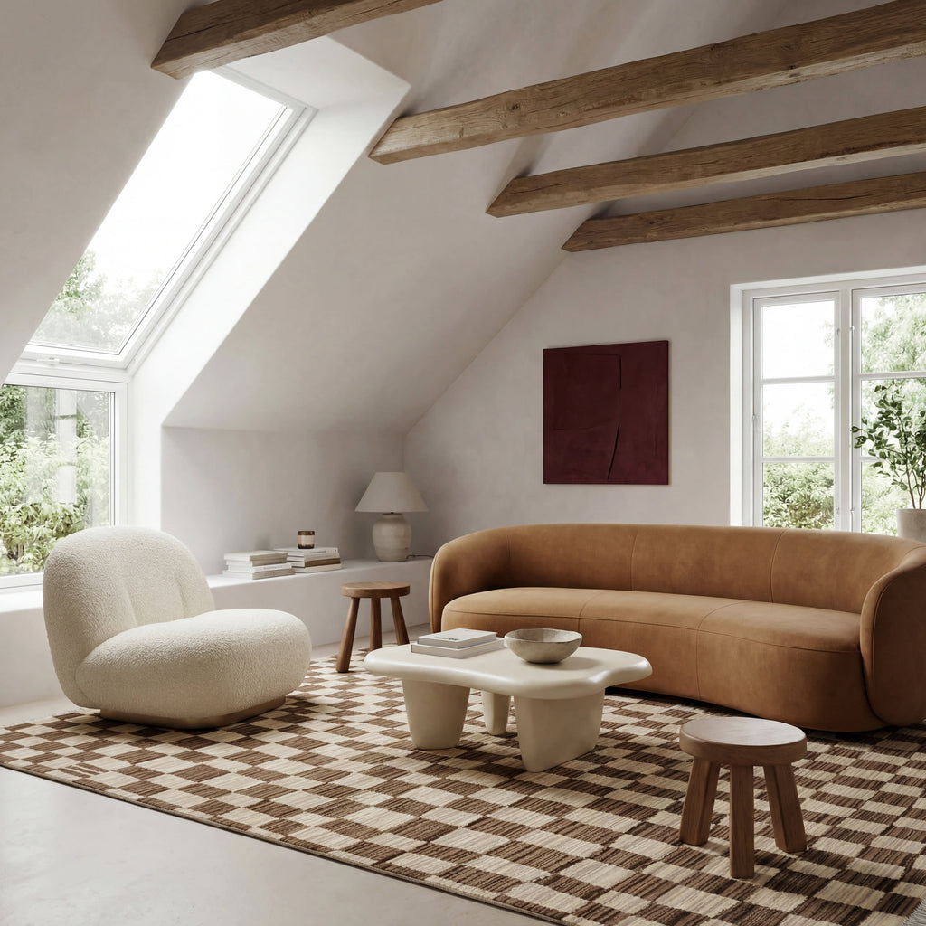 Rasali Checkered Box Rug | Brown