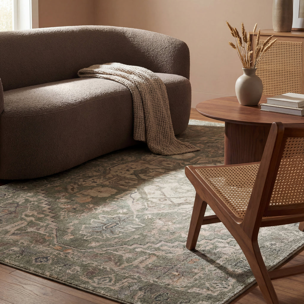 Luda Vintage & Distressed Washable Rug | Sage