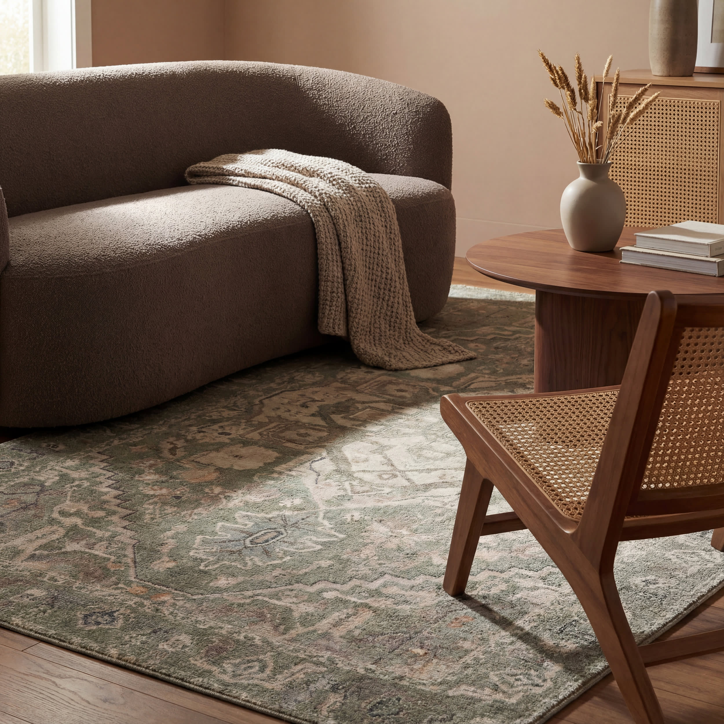 Luda Vintage & Distressed Washable Rug | Sage