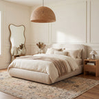 Ilysera Traditional Bordered Washable Rug | Beige