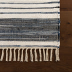 Diora Denim Bohemian Striped Rug | White