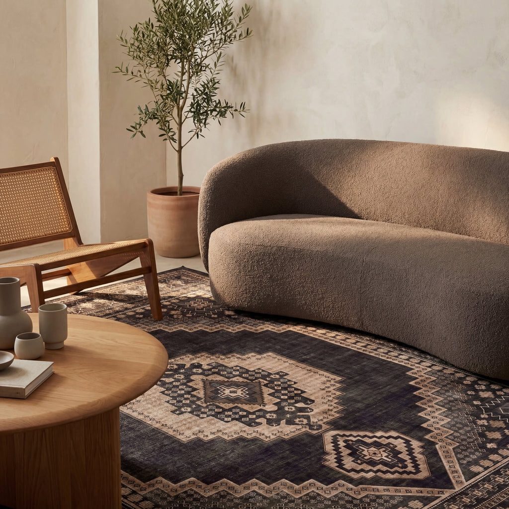 Mev Oriental and Persian Washable Rug | Brown