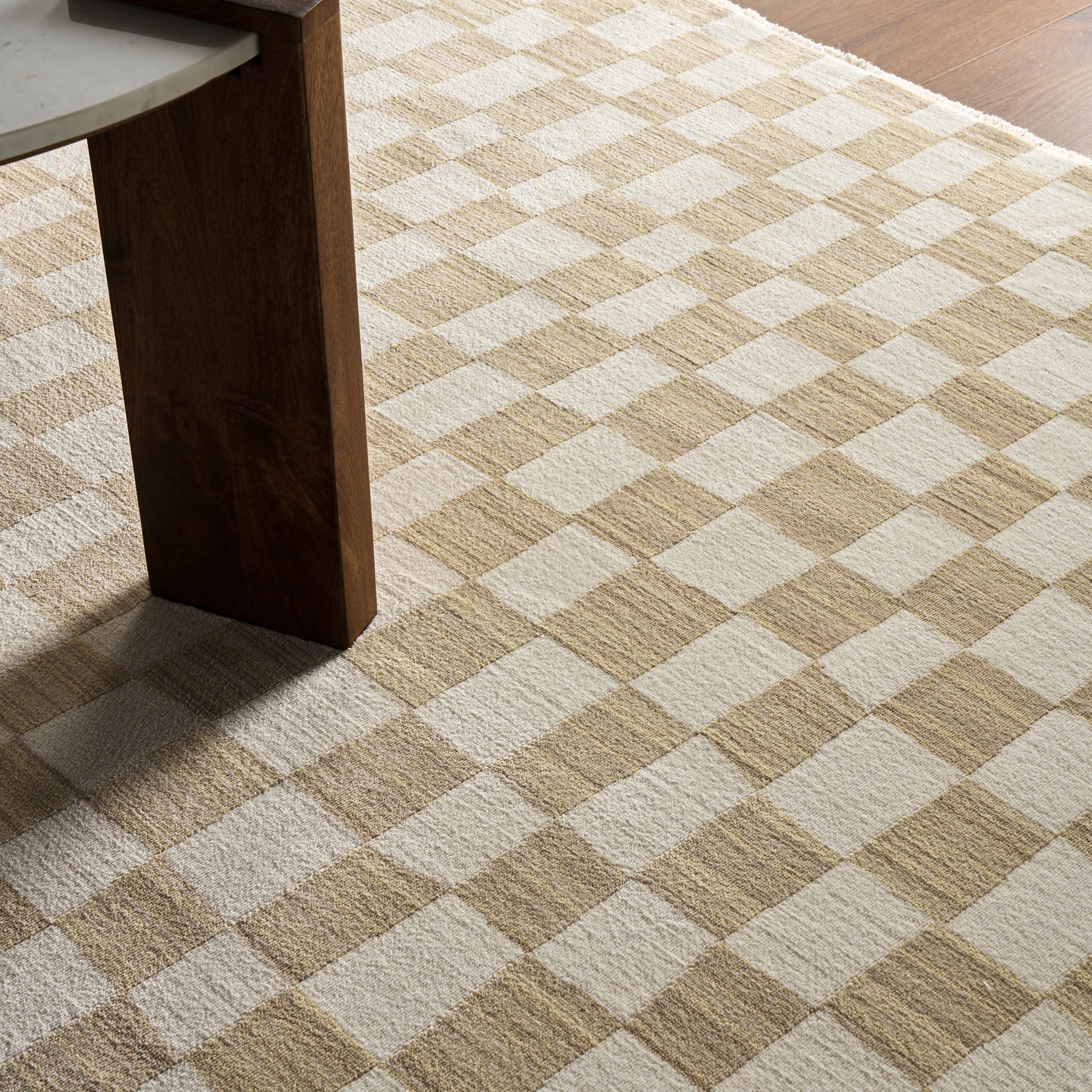 Rasali Checkered Box Rug | Beige