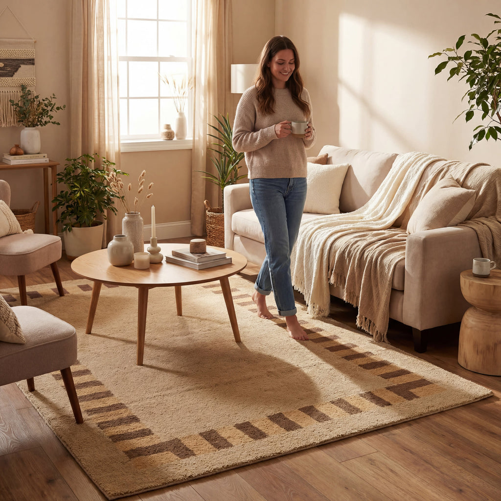 Sabrine Bordered Rug | Tan