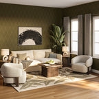 Sage Bohemian Floral Wool Rug | Green