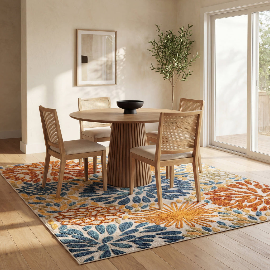 Floral Fireworks Indoor/Outdoor Rug | Blue