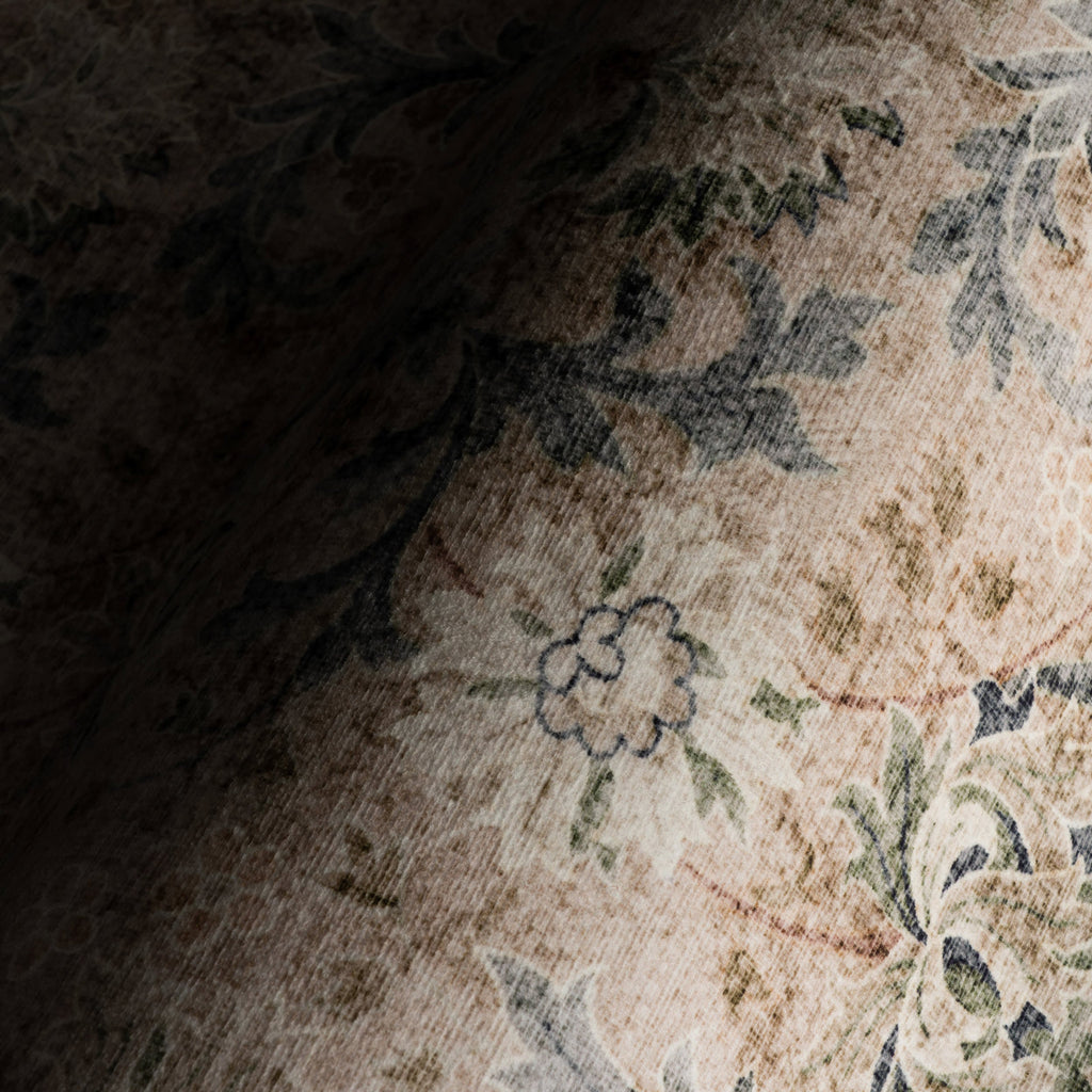 Sinikse Floral and Paisley Washable Rug | Beige